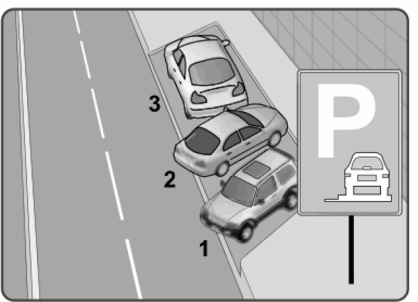 Resimdeki "park bilgi levhasına" göre hangi numaralı araçlar hatalı park etmektedir?