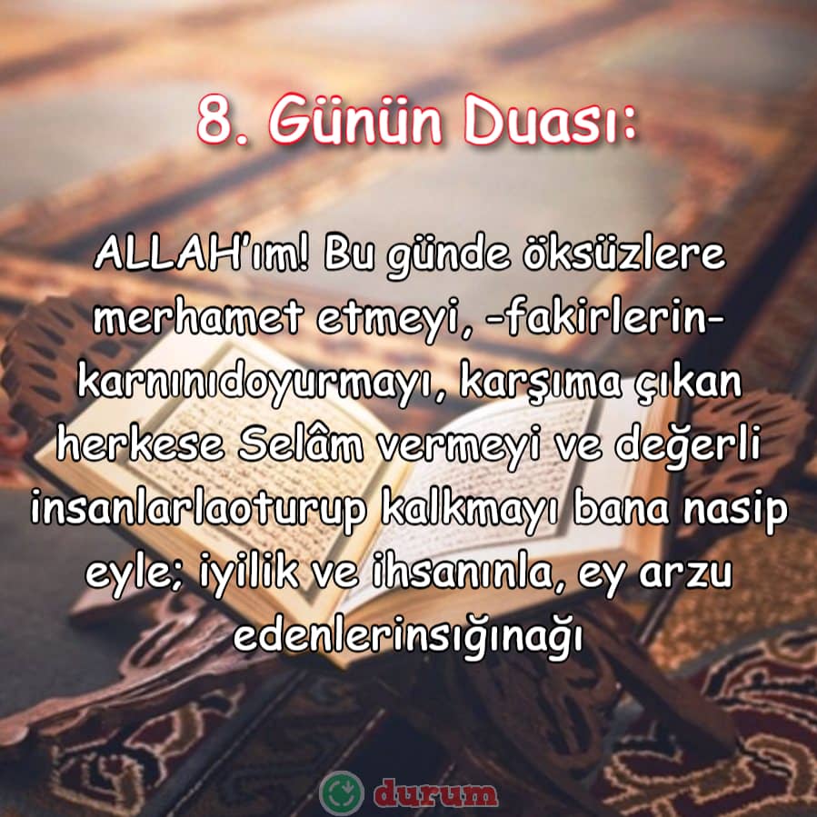 Ramazan'da 8. Günün Duası