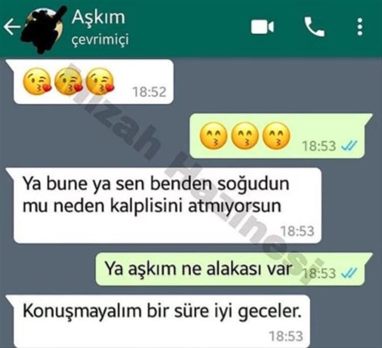 sevgilisi ile komik yazışma