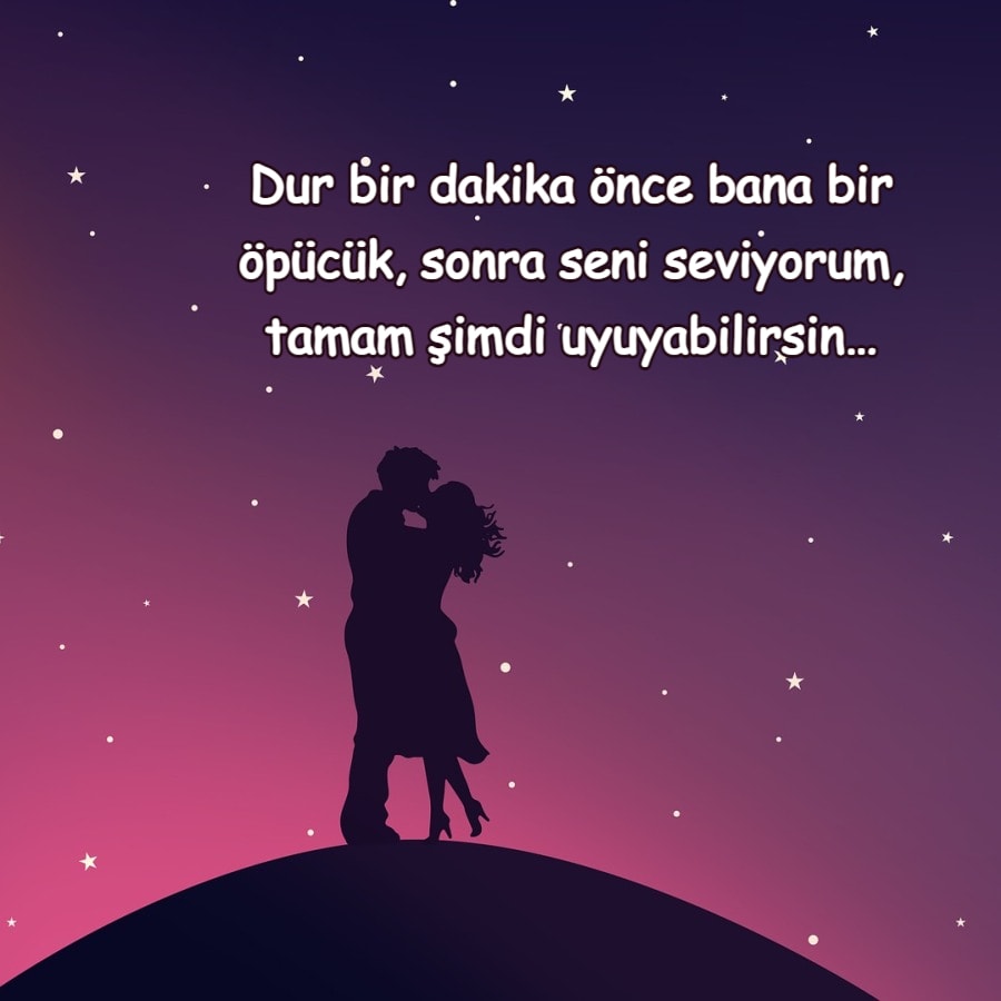 Sevgiliye İyi Geceler Mesajı Yazılı resim